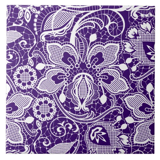 紫エレガントと白のヴィンテージ タイル (正面)