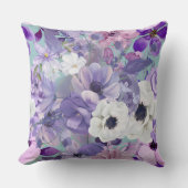 紫エレガントと紫の野花と空 クッション (正面)