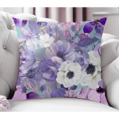 紫エレガントと紫の野花と空 クッション