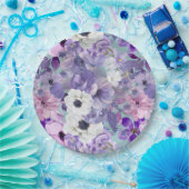 紫エレガントと紫の野花と空 ペーパープレート (パーティー)