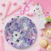 紫エレガントと紫の野花と空 ペーパープレート (パーティー)