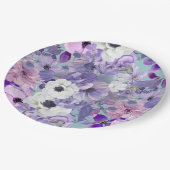 紫エレガントと紫の野花と空 ペーパープレート (アングル)