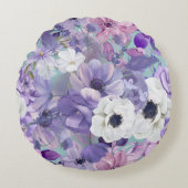 紫エレガントと紫の野花と空 ラウンドクッション (正面)