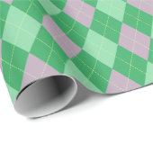 紫エレガントと緑のパタアーガイルーン ラッピングペーパー (ロールコーナー)