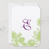 紫エレガントと緑のヴィンテージフローラ結婚 招待状 (裏面)