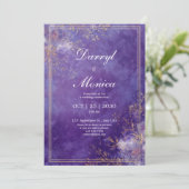 紫エレガントと金ゴールドのフローラフレ結婚ーム 招待状 (スタンド正面)