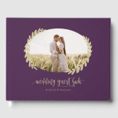紫エレガントと金ゴールドのリース結婚の写真 ゲストブック (正面)
