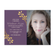 紫エレガントと金ゴールドの写真卒業パーティー