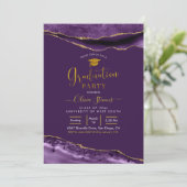 紫エレガントと金ゴールドの卒業パーティー 招待状 (スタンド正面)