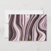 紫エレガントと金ゴールドの大理石結婚の 出欠カード (裏面)