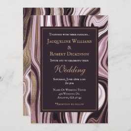 紫エレガントと金ゴールドの大理石結婚の 招待状