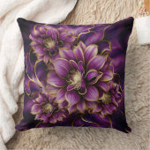 紫エレガントと金ゴールドの花柄 クッション (ブランケット)