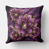 紫エレガントと金ゴールドの花柄 クッション (裏面)