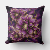 紫エレガントと金ゴールドの花柄 クッション (正面)