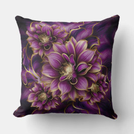 紫エレガントと金ゴールドの花柄 クッション
