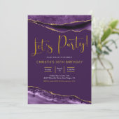 紫エレガントと金ゴールドのAgate Letsパーティー 招待状 (スタンド正面)