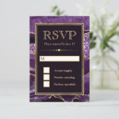 紫エレガントと金ゴールドグリッターアゲ結婚ート 出欠カード (スタンド正面)