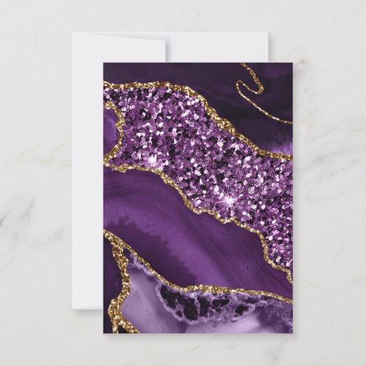 紫エレガントと金ゴールドグリッターアゲ結婚ート 出欠カード (裏面)