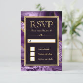 紫エレガントと金ゴールドグリッターアゲ結婚ート 出欠カード (スタンド正面)