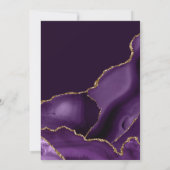 紫エレガントと金ゴールドグリッターアゲ結婚ート 招待状 (裏面)