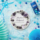 紫エレガントと金ゴールドグリーンリーフのフローラ結婚ズ ペーパープレート (パーティー)