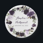 紫エレガントと金ゴールドグリーンリーフのフローラ結婚ズ ペーパープレート<br><div class="desc">デザインは水色バラと牡丹の花の淡い紫色の色合いを特徴とし、植物性ユーカリやリースを型枠する他の緑の要素の上エレガントに牡丹の花々を。デザインは、ヴィンテージ金ゴールドリーフ要素のヒントを備え、全体のデザインにエレガンスを追加する。このページのコレクションリンクを表示して、この美しいデザインで一致するすべてのアイテムを表示する。</div>