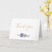 紫エレガントと金ゴールドサンキューカード カード (黄色い花)
