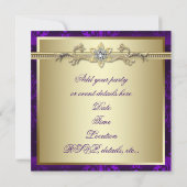 紫エレガントと金ゴールドパーティー 招待状 (裏面)