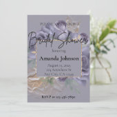 紫エレガントと金ゴールドフローラブライダルシャワー 招待状 (スタンド正面)