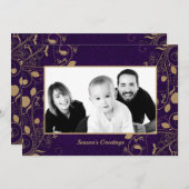 紫エレガントと金ゴールド写真 シーズンカード (正面/裏面)
