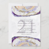 紫エレガントと金ゴールド大理石21歳の誕生日パーティー 招待状 (正面)