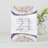 紫エレガントと金ゴールド大理石21歳の誕生日パーティー 招待状 (スタンド正面)