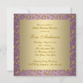 紫エレガントと金ゴールド女性50th誕生日パーティー 招待状 (裏面)