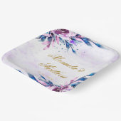 紫エレガントと金ゴールド植物牡丹結婚ズ ペーパープレート (傾斜あり)