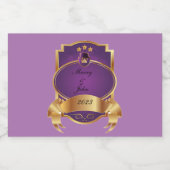 紫エレガントと金ゴールド リキュールボトルラベル (シングルラベル)