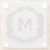 紫エレガントと銀の枠モノグラム ガラスコースター (裏面)