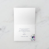 紫エレガントと青のフローラの結婚折り畳み サンキューカード (内部)