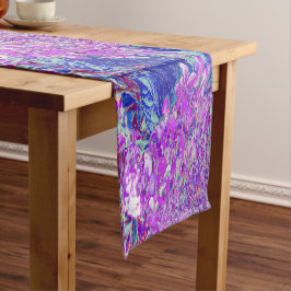 紫エレガントと青のライムライトアジサイ ショートテーブルランナー