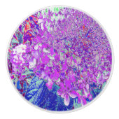 紫エレガントと青のライムライトアジサイ セラミックノブ (正面)