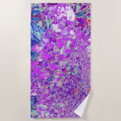 紫エレガントと青のライムライトアジサイ ビーチタオル (正面)