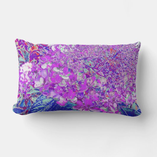 紫エレガントと青のライムライトアジサイ ランバークッション (正面)
