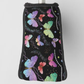 紫エレガントと青の明るい蝶 ゴルフヘッドカバー (回転90)