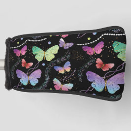 紫エレガントと青の明るい蝶 ゴルフヘッドカバー