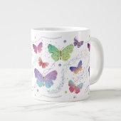 紫エレガントと青の明るい蝶 ジャンボコーヒーマグカップ (正面右)