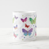 紫エレガントと青の明るい蝶 ジャンボコーヒーマグカップ (正面)