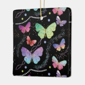 紫エレガントと青の明るい蝶 セラミックオーナメント (左)