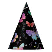 紫エレガントと青の明るい蝶 パーティーハット (左)