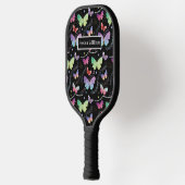 紫エレガントと青の明るい蝶 ピックルボールラケット (左)