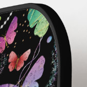 紫エレガントと青の明るい蝶 ピックルボールラケット (左詳細)