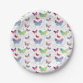 紫エレガントと青の明るい蝶 ペーパープレート (正面)